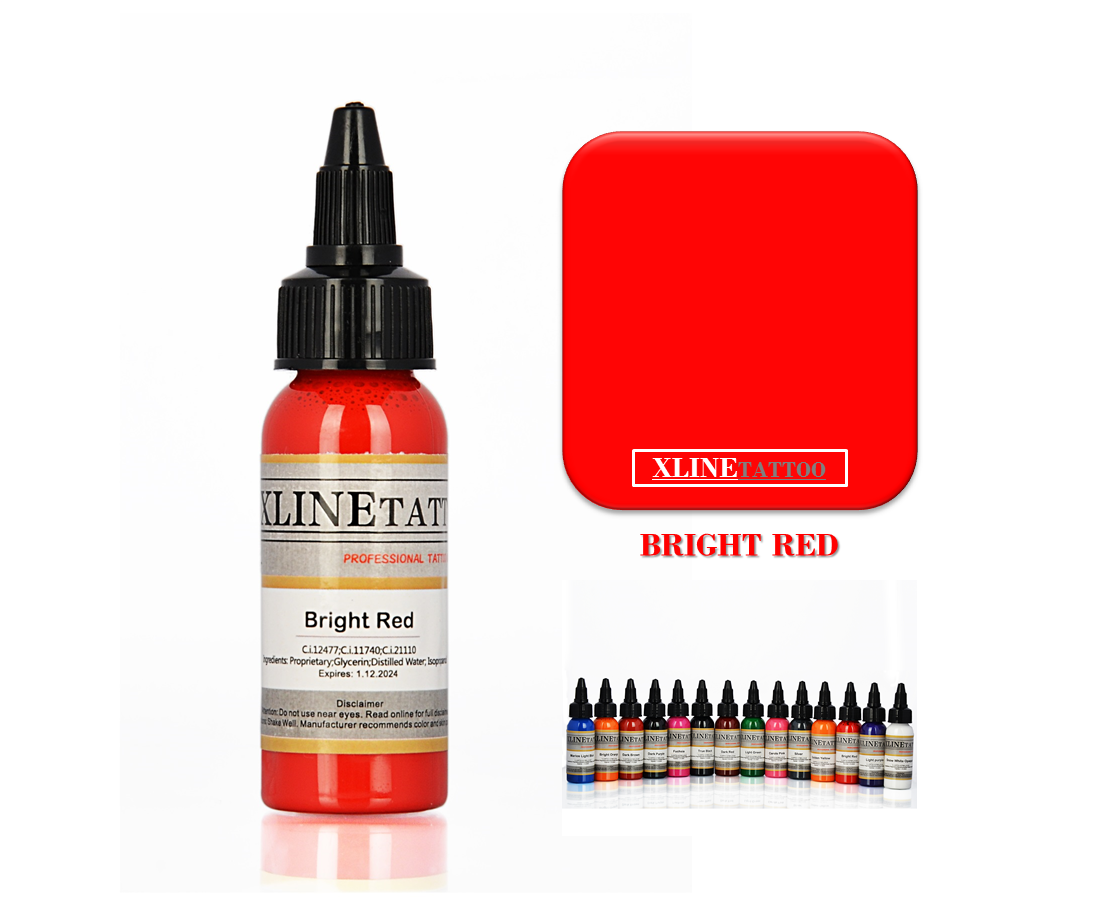 1 Oz Xlinetattoo Bright Red Dövme Boyası - 30ml Parlak Kırmızı Dövme Mürekkebi