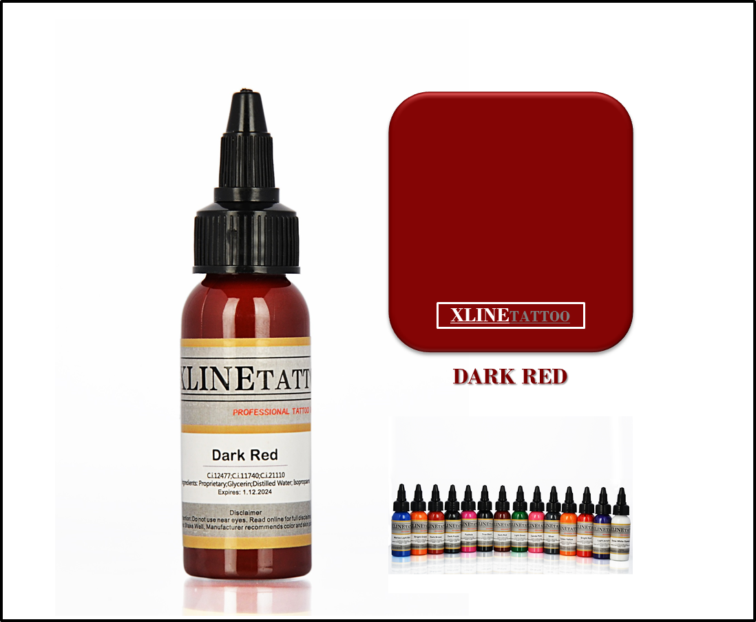 1 Oz Xlinetattoo Dark Red Dövme Boyası - 30ml Koyu Kırmızı Dövme Mürekkebi