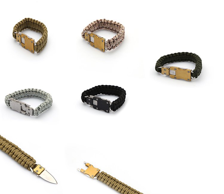 Tactical Bıçaklı Metal Başlıklı Paracord Bileklik