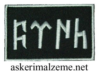 Türk Yazısı Göktürkçe Siyah Renk Cırtlı Patch, Peç Model