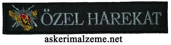 ''ÖZEL HAREKAT'' Pantolon Cep Kapağı Yazılı ve Armalı Cırtlı Siyah Renk Eskitme Arma, Patch, Peç Model