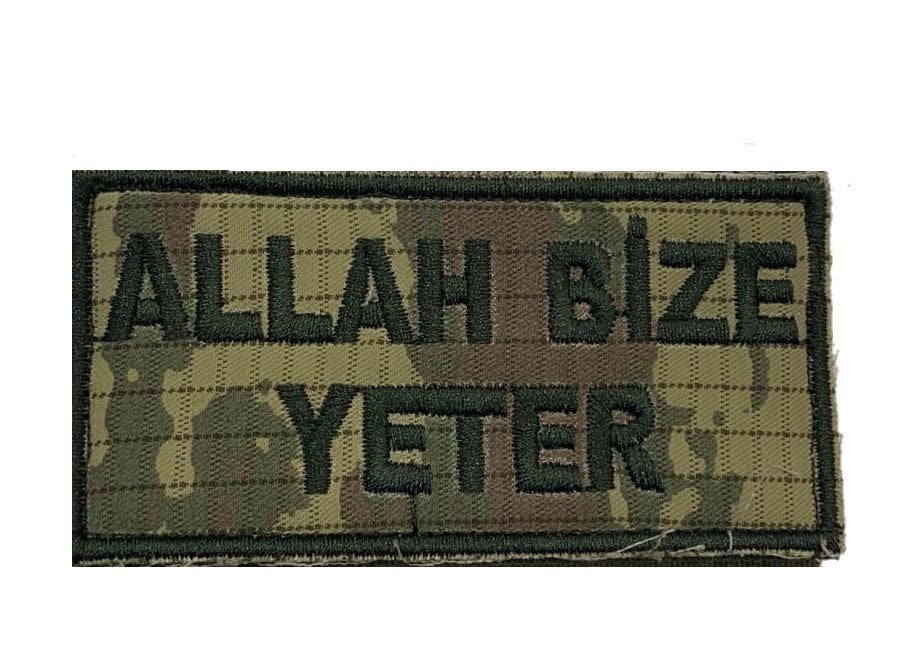 ''ALLAH BİZE YETER'' Yazısı Cırtlı Nakış İşleme Combat için Arma, Patch, Peç Model