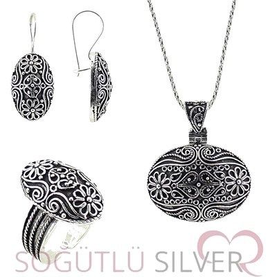 Çiçekli Telkari Üçlü Set set8557