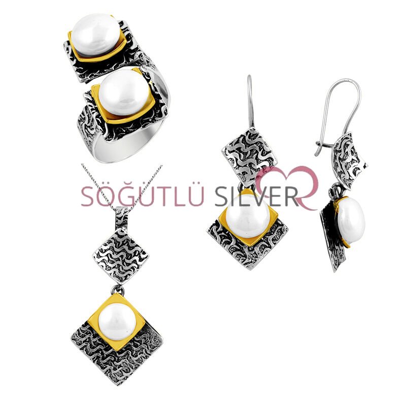 Otantik dövme modeli incili üçlü set SGTL7517