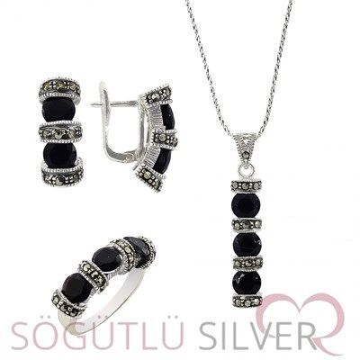 onix taşlı üçlü set set8140