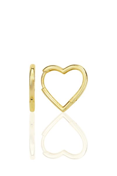 Gümüş altın yaldızlı özel tasarım 16 mm kalp küpe SGTL12283GOLD