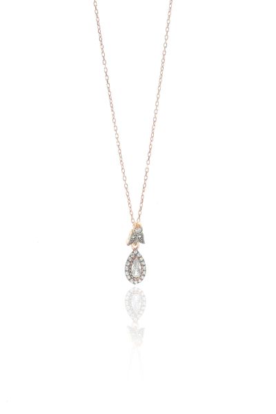 Gümüş rose zirkon taşlı elmas montürlü damla set SGTL9005