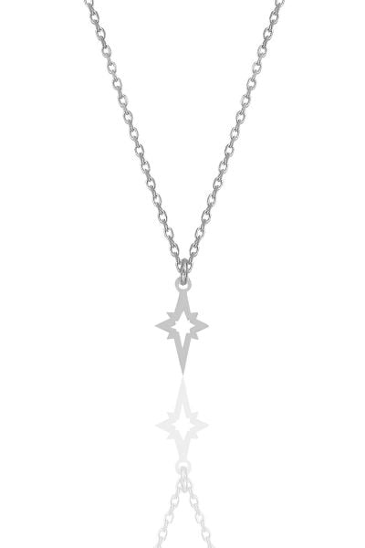 Gümüş rodyumlu kutup yıldızı kolye SGTL12014RODAJ