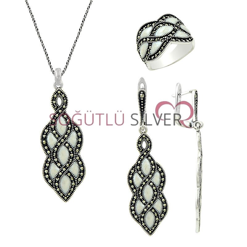 Markazit taşlı ve mineli üçlü set set8371