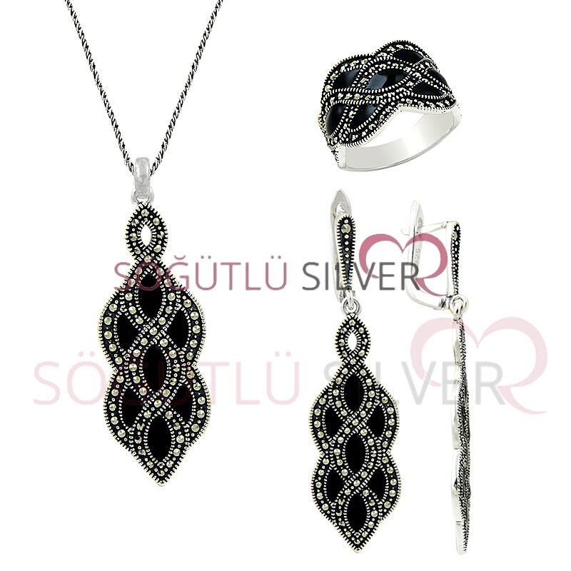 Markazit taşlı ve mineli üçlü set set8369