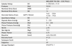 Welder Tig 250-3 DC Pulse Tig Kaynak Makinası