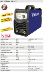 Welder Arc 200 PFC Inverter Kaynak Makinası