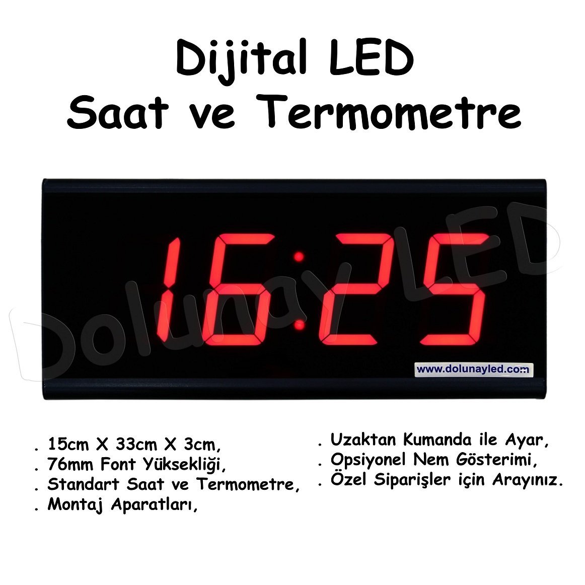 Dijital LED Saat Termometre 76mm