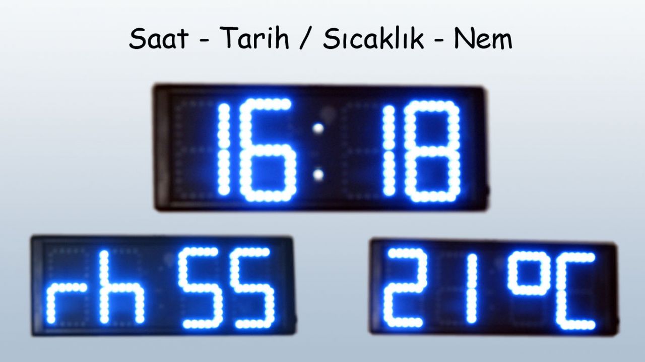 Dijital LED Saat Termometre (Mavi 16cm)