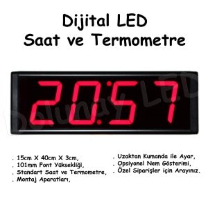 Dijital LED Saat Termometre 101mm