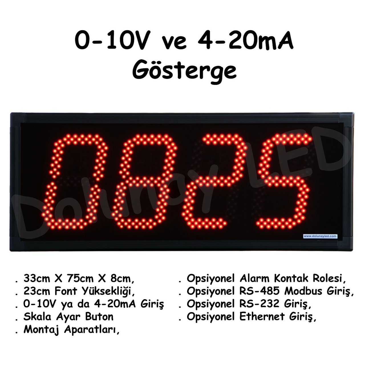 0-10V 4-20mA Gösterge 23cm Font