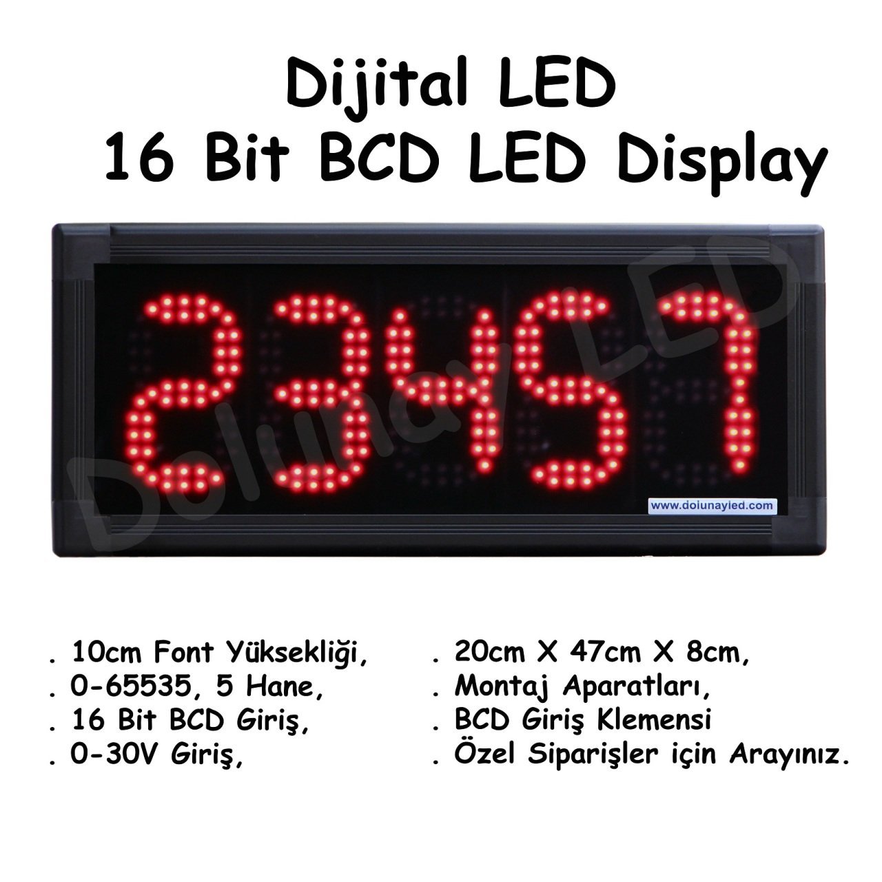BCD Display LED Gösterge 16 Bit 0-65535 10cm 5 Hane