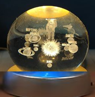 BÜTÜN GEZEGENLER Plastik altlıklı Işıklı Cam Küre 6cm