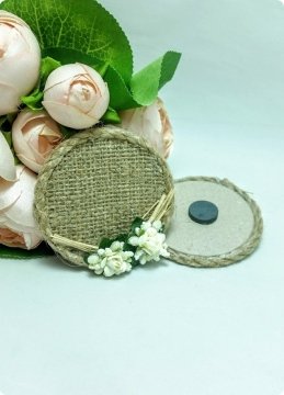 100 Lü Çiçekli Yuvarlak Çuval Magnet / Boş  (Söz, Nişan, Nikah, Şekeri)