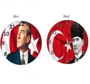 Türk Bayraklı Atatürk Duvar Saati
