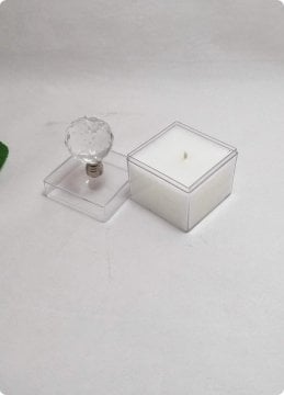 12 li Kristal Tepeli Mumlu Mika Küp Kutu (5x5x5 cm)