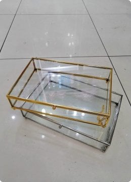 30x20 cm Büyük kapaklı metal kenarlı çikolata tepsisi