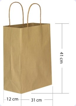 25 Li 31x41 cm Büküm saplı Kağıt Çanta-Poşet Kraft