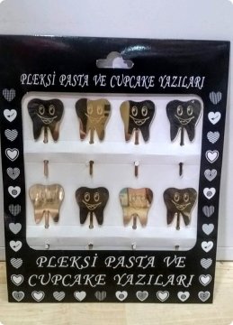 8 Li Diş Pleksi ayna cup cake, pasta süsü