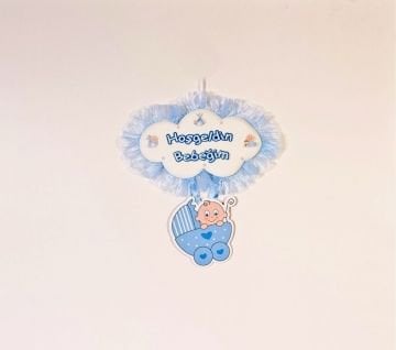 Bebek odası kapı süsü ;Küçük Bulut,Kalpli Pusette Bebek