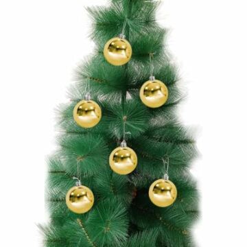 6'lı 6 CM Altın Renk Parlak Ağaç Süsleme Cici Top