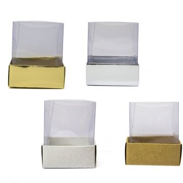 5x5x6 cm Altı Karton Asetat Kapaklı Kutu (25 adet)