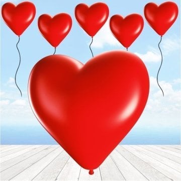 100 lü Düz Kalp Balon