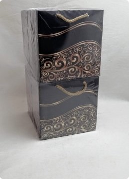 50 Li 11x11 Cm Karton Çanta Poşet Siyah Zeminli Osmanlı Desen