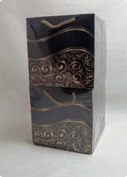 50 Li 11x11 Cm Karton Çanta Poşet Siyah Zeminli Osmanlı Desen