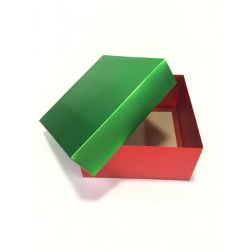Yeşil Kapaklı Altı Kırmızı Yılbaşı Hediye Kutusu (20x20x10)