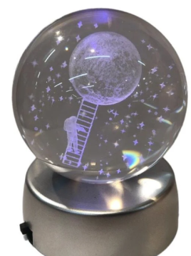 Merdiven Astronot Plastik altlıklı Işıklı Cam Küre