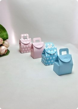 50 Li Selefonlu Karton Mini Bebek Şekeri Çanta (Mavi)