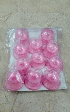 12 li Mini Kurabiye / Cupcake Sunum Mika Fanus (Pembe-Mavi Ayaklı)