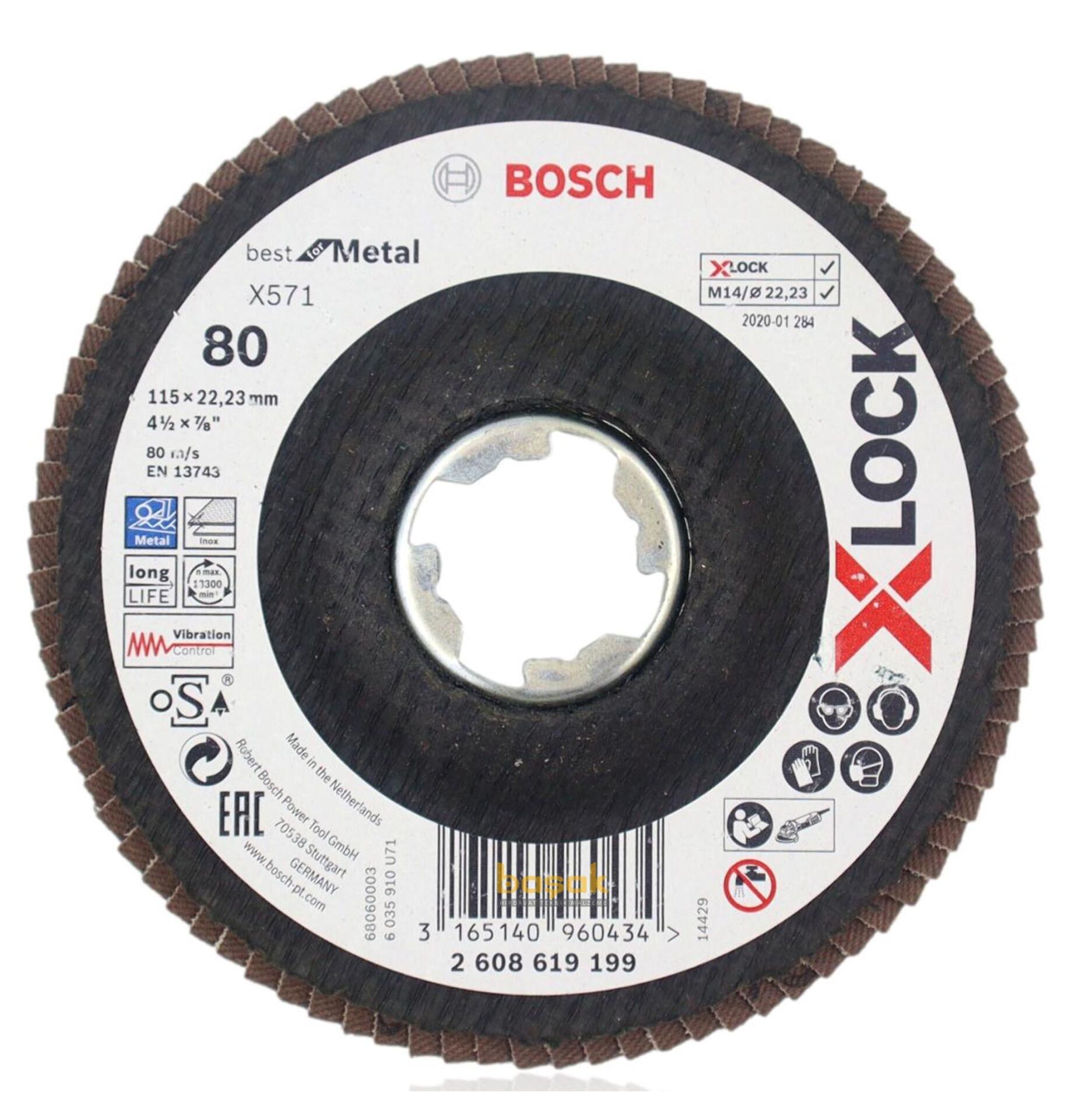 Bosch X-LOCK 115 mm 80 Kum Best Serisi Metal Flap Disk 2608619199