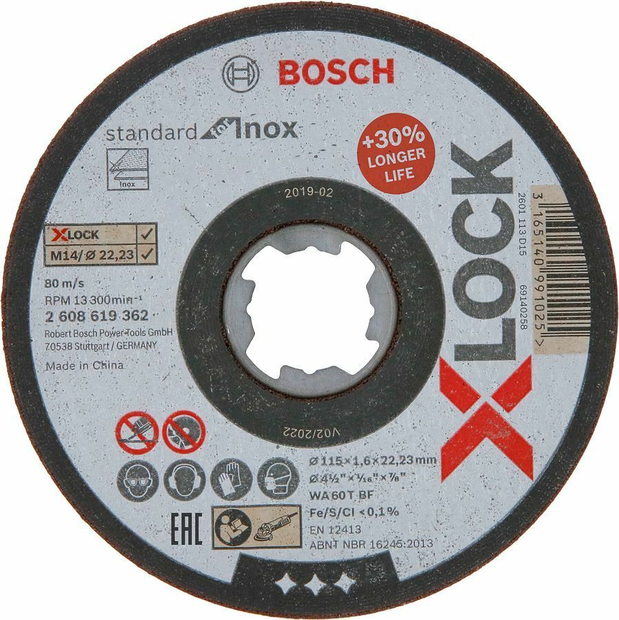 Bosch X-LOCK 115*1,6 mm Standard Inox Kesme Diski Taşı 2608619362