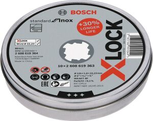 Bosch X-LOCK 125x1,6mm Inox Kesme Taşı (Paslanmaz) 10'lu 2608619364
