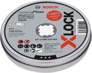 Bosch X-LOCK 125*1mm Inox (Paslanmaz) Kesme Taşı 10'lu 2608619267
