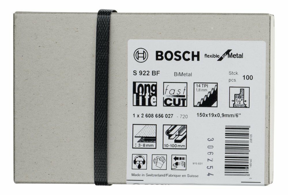 Bosch S 922 BF 100mm 100'lü Esnek Metal Panter Testere Ucu 2608656027