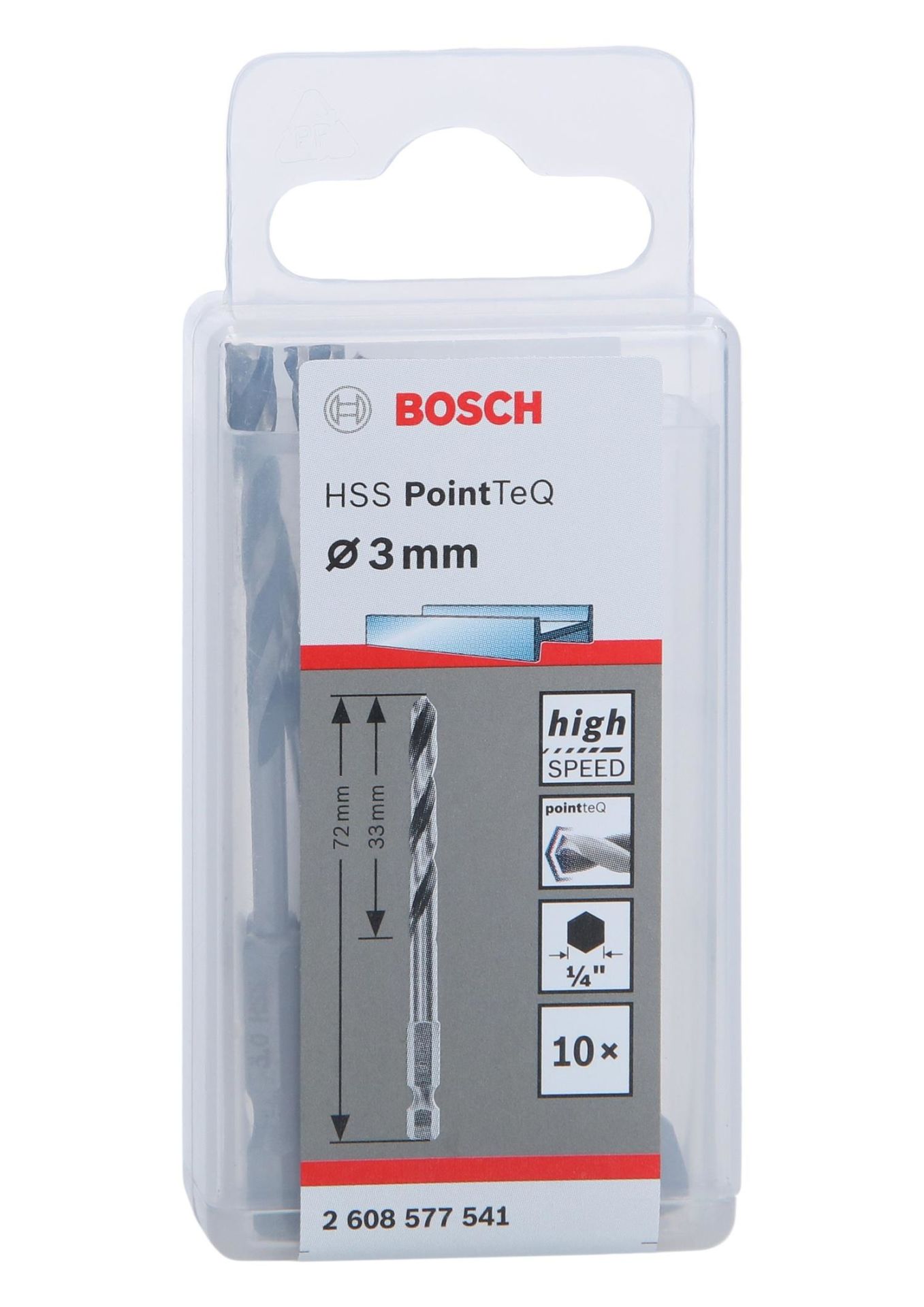 PoinTeQ 3mm 1/4 Adap. Metal Matkap Ucu 10'lu 2608577541 Bosch