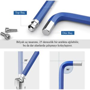 Ceta Form 1,5-6 mm Topbaşlı Uzun Allen Takımı 7 Parça LT7/900