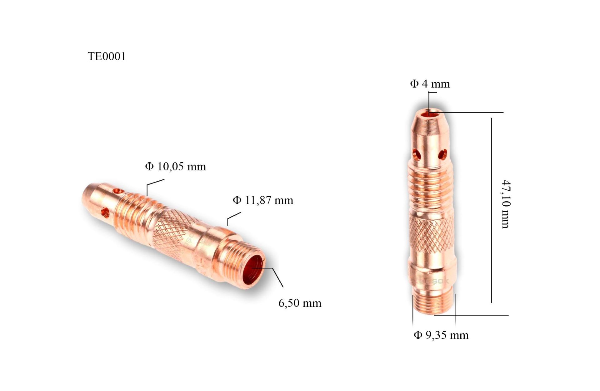 TE0001/40 4,0 mm Tig Collet Body-Süzgeç 10N28 Trafimet