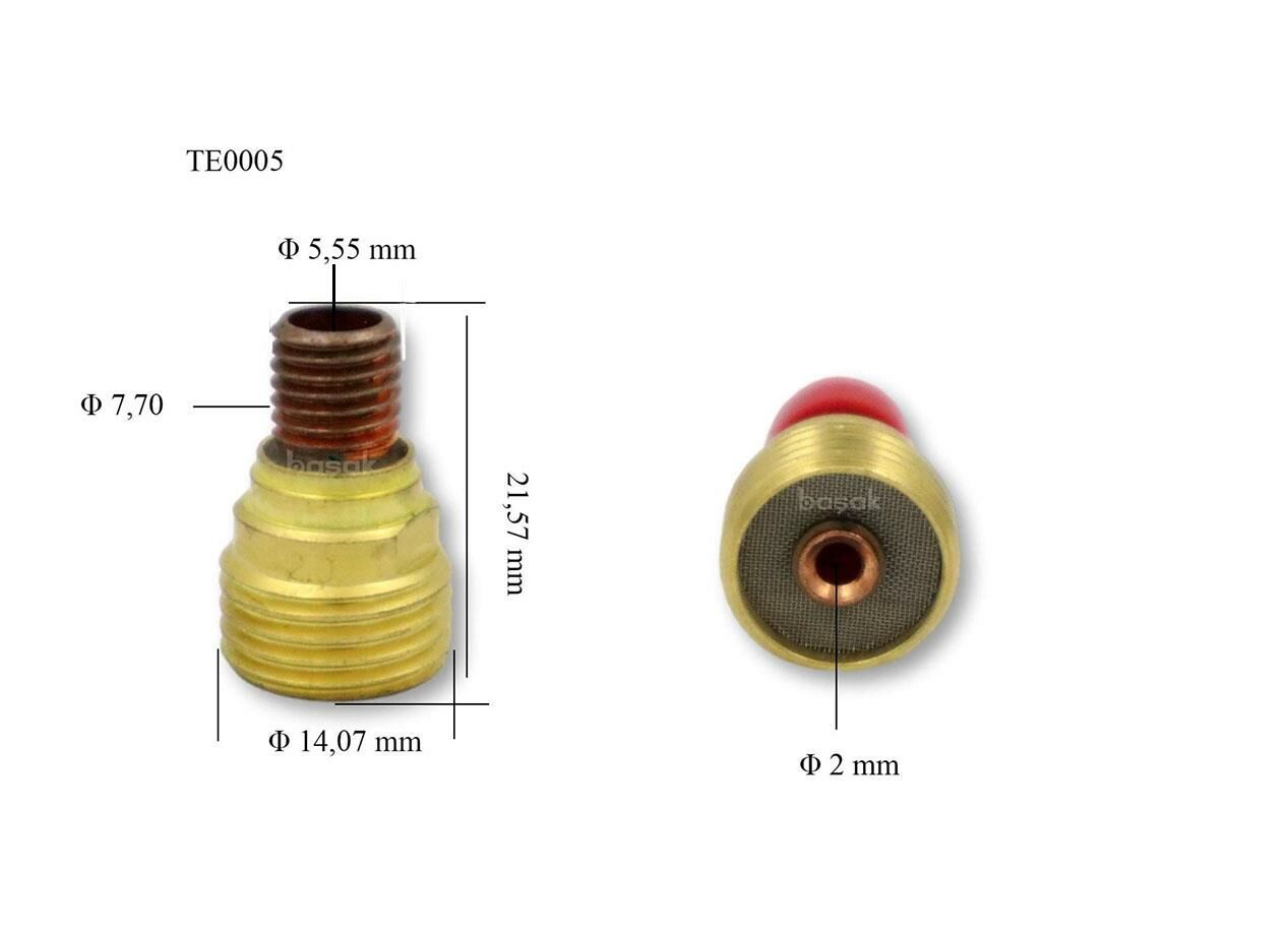 TE0005/20 2,0 mm Fındık Gaz Lens Collet Body-Pens Tutucu Trafimet