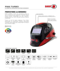 Sacit P950 Turbo Otomatik Kararan Kaynak Maskesi  True Color Temiz | Net Görüntü