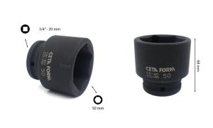 Ceta Form 50 mm 3/4” 6 Köşe Havalı Lokma Anahtar C72-H50