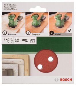 Bosch 125 mm Zımpara Kağıdı 240 Kum 5'li 2609256A27